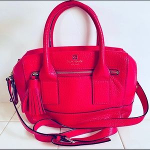 Kate Spade Pink Leather Purse with Handle and Adjustable Shoulder Strap